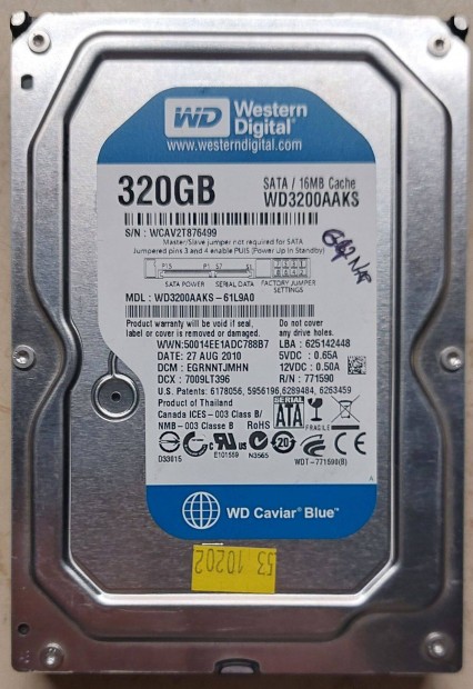 Western Digital 320GB 7200rpm SATA 3.5" 16MB HDD