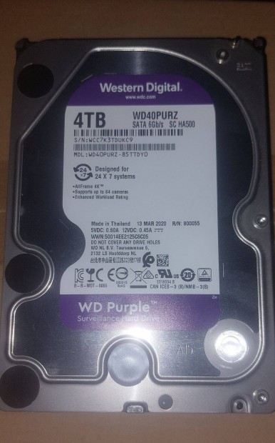 Western Digital 4tb purple merevlemez