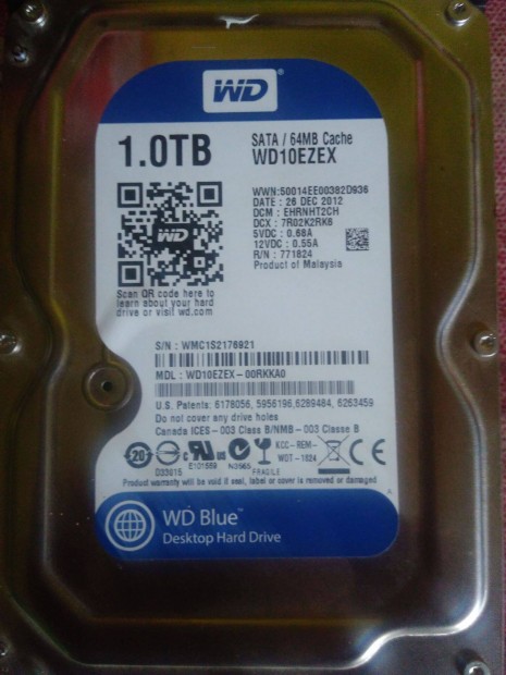 Western Digital Blue 1TB HDD 7200 RPM 64MB cache