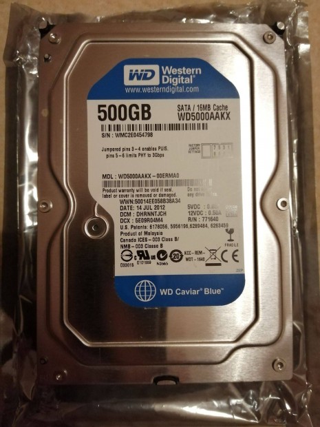 Western Digital Blue 500GB 7200rpm 3,5" asztali hdd