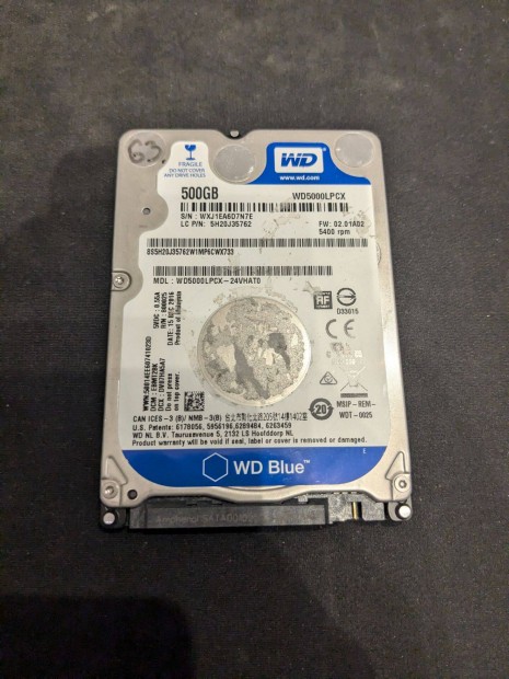 Western Digital HDD merevlemez SATA 100/100 500 GB 2,5"