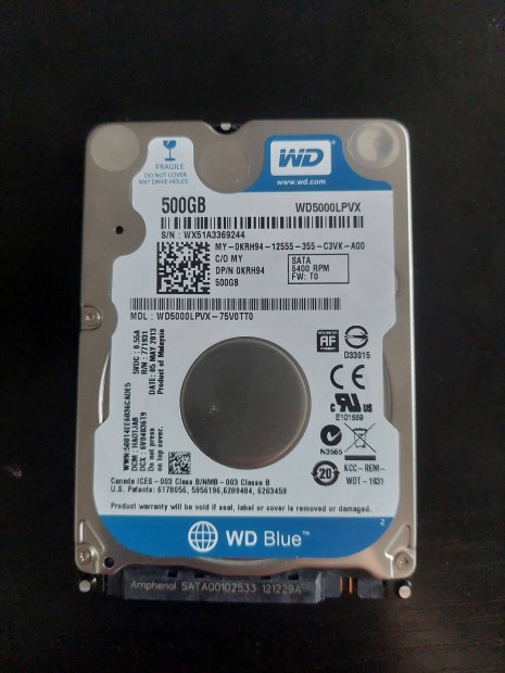 Western Digital WD Blue 2.5 500GB 5400rpm 8MB SATA3 (WD5000Lpvx)