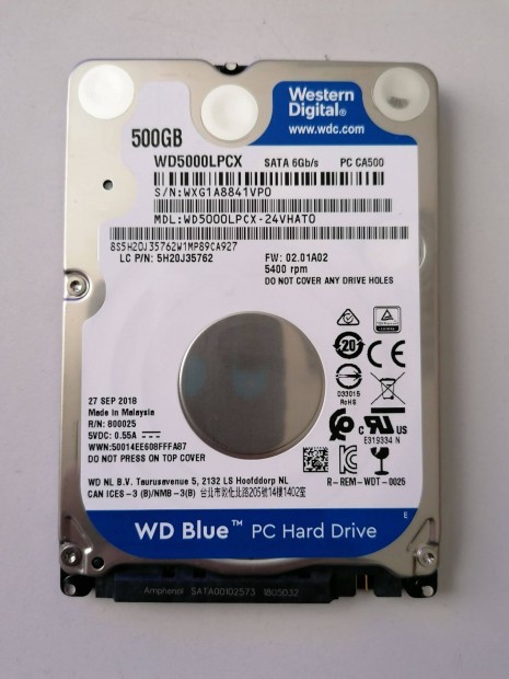 Western Digital WD Blue 2.5" 500GB 5400rpm 16MB SATA3 (WD5000Lpcx)