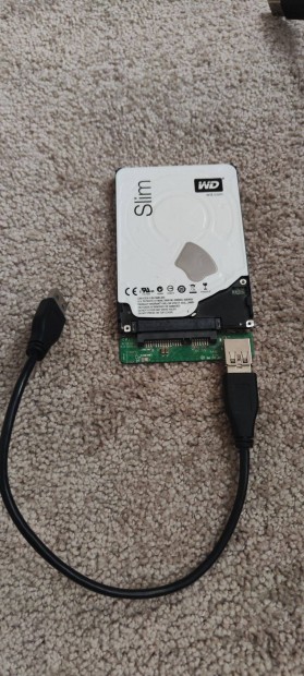 Western digital blue slim laptop HDD külső adapterrel. 1TB tárhely Kül