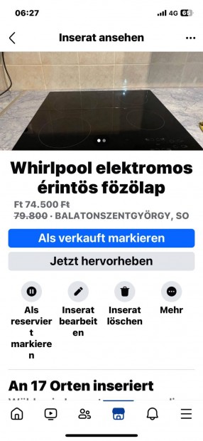 Whirlpool elektromos touch Ceranfeld