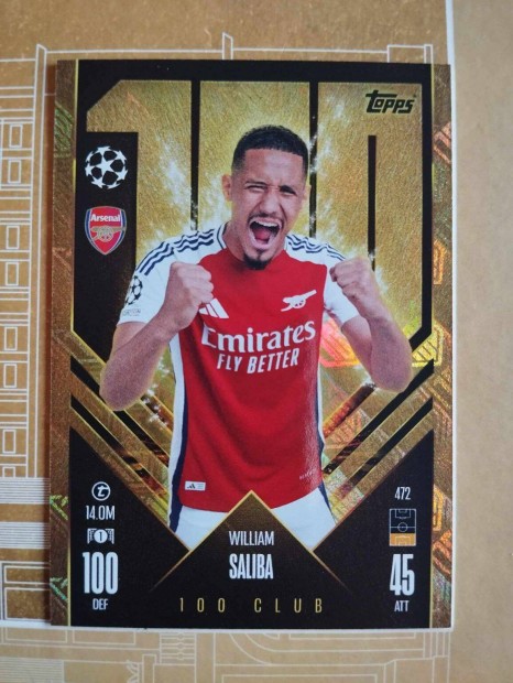 William Saliba (Arsenal) 100 Club Bajnokok Ligja 2024/25 krtya