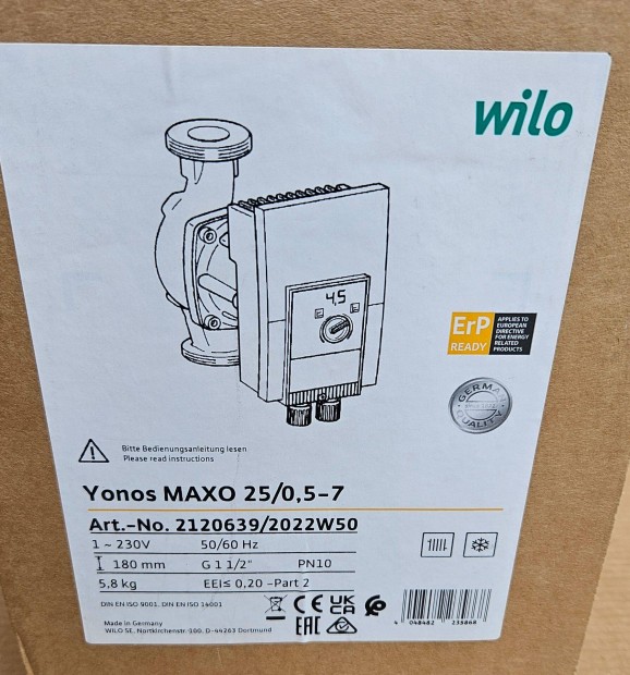 Wilo Yonos Maxo 25/0,5-7 keringet szvatty