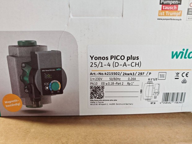 Wilo Yonos Pico Plus 25/1-4 szivattyú, új