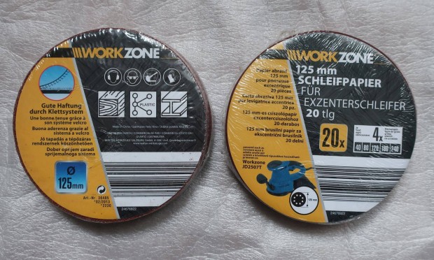 Workzone csiszolpapr kszlet excentercsiszolhoz, 125 mm, 2x 20dbos