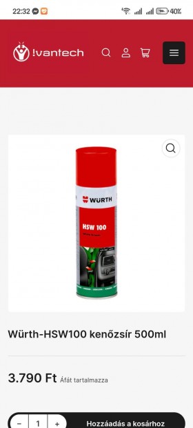 Würth Hsw100 kenőzsír spray, fehér zsír