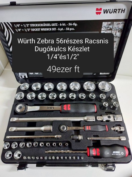 Wrth Zebra 1/4"s1/2" Racsnis Dugkulcs Kszlet!Beta Berner Minsg 