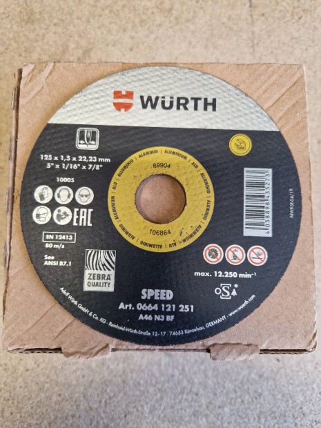 Würth vágókorong 125x1,5 alumínium