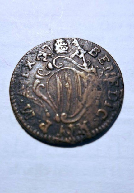 XVIII. sz�zadi p�pai �rme 1749 Mezzo Baiocco Ferrara