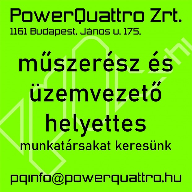 XVI. ker. Üzemvezető helyettes, műszerész állás