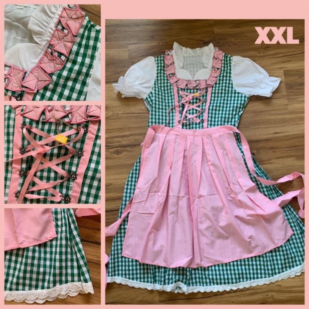 XXL-es Zld kocks-rzsaszn Dirndl ruha blzzal