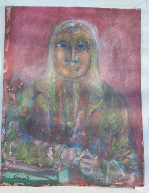 XX.SZ. Magyar festő: Emlék ( Ámos) Tempera papír