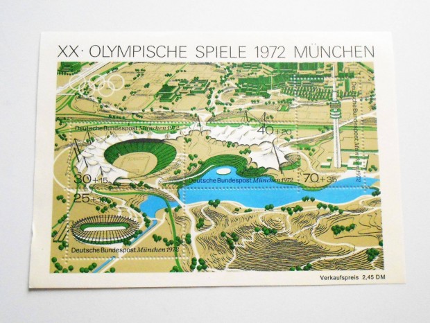 XX. Olimpia Mnchen 1972 blyeg blokk postatiszta