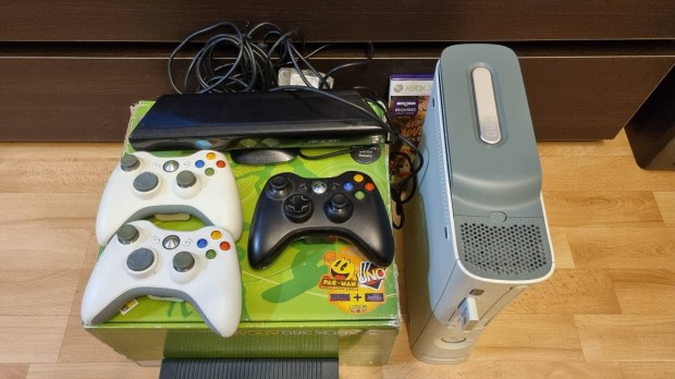 Xbox360 FAT konzol dobozban + Kinect + 3 joystick + HDD