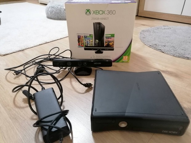 Xbox 360 250 GB+kinect+2 db kontroller+4 db jtk