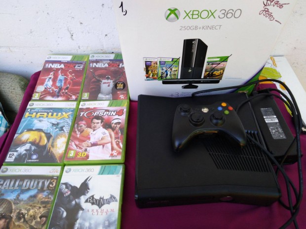 Xbox 360 250 GB konzol 6 db játékkal ingyenes szállítással