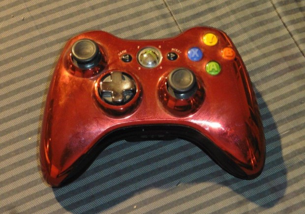 Xbox 360 Chrome Piros Vezetk nlkli Joy, Kontroller, j elemtartval