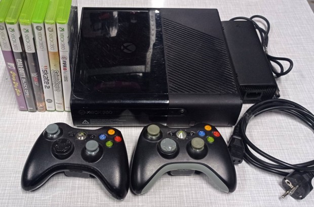 Xbox 360 E 250 GB + 2 db kontroller + 6 db jtk