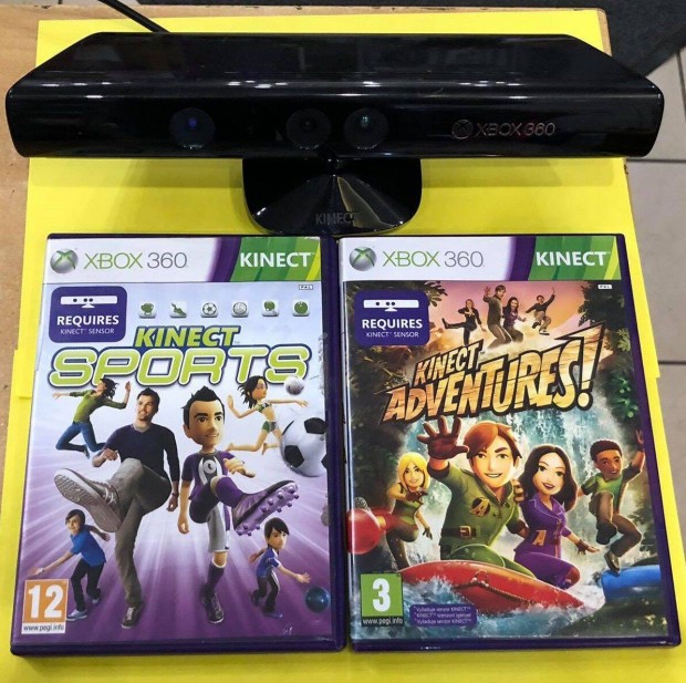 Xbox 360 Kinect Kamera + Kienct Adventures + Kinect Sport Hasznlt