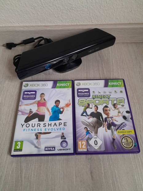 Xbox 360 Kinect + Kinect Sports 1 + Your Shape lemezek