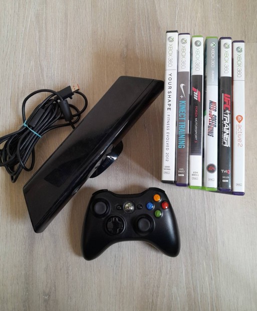 Xbox 360 Kinect + kontroller + 6 db jtk