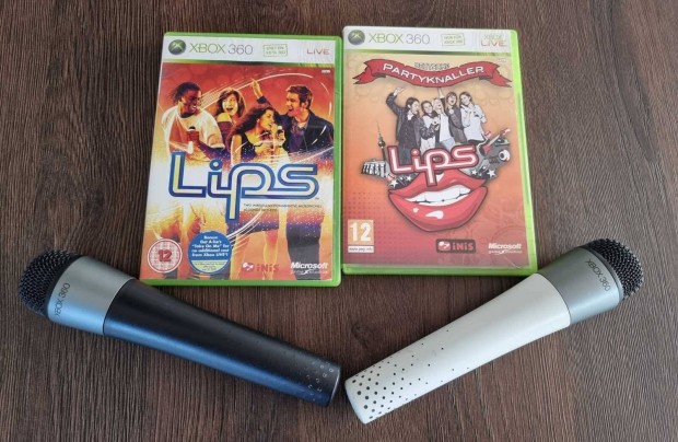 Xbox 360 Lips karaok/party szett, 2db vezetk nlkli mikrofonnal