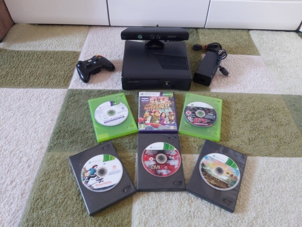 Xbox 360 Slim 250GB Kinect Szenzorral Jtkokkal Tartozkaival