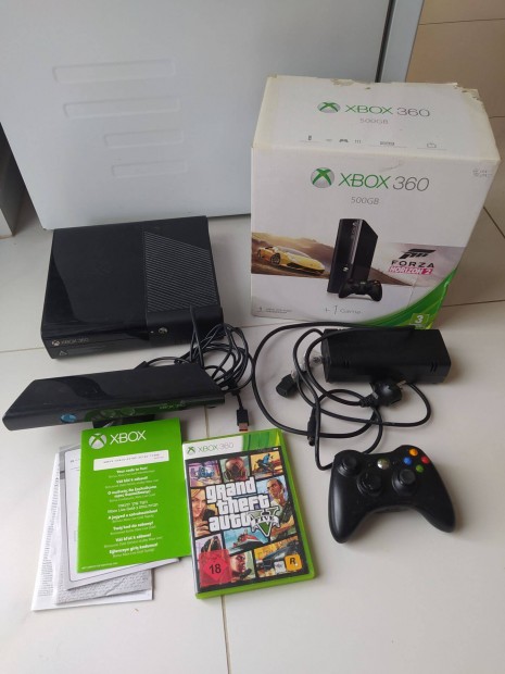 Xbox 360 Slim konzol 500GB winchesterrel GTA V jtk Kinect kamera