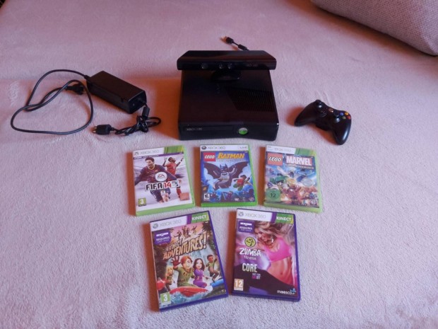 Xbox 360 Xbox360 Slim 250GB Kinect Szenzorral Jtkokkal Tartozkaival