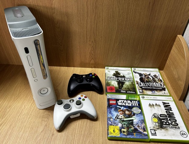 Xbox 360 csomag (2db kontrollerrel, 4 db jtkkal) 