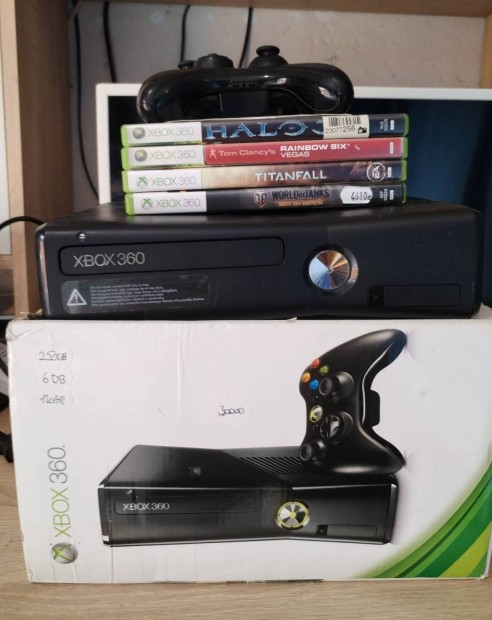 Xbox 360s 250gb egy karral 4db jtkkal 