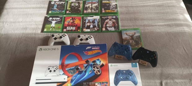 Xbox ONE S + 4 kontroller + FC25 + kpen lthat jtkok