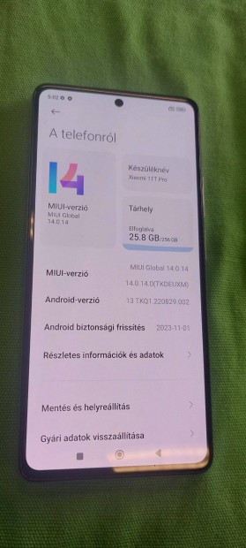 Xiaomi 11 T Pro 8/256 fggetlen mobiltelefon