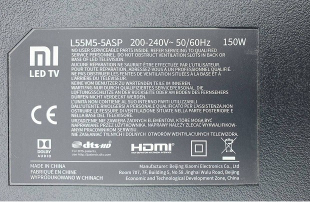 Xiaomi MI Smart 4K L55M5-5ASP Tv panelek TD.MS6886.793