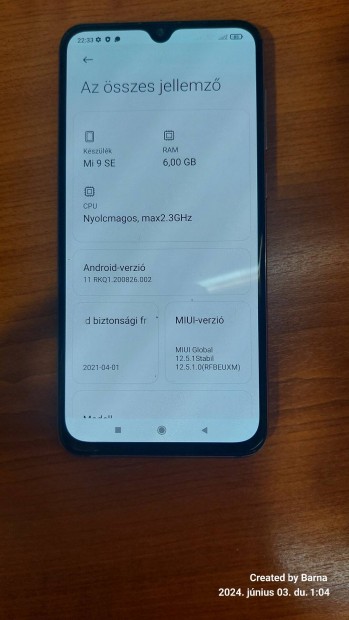 Xiaomi Mi9se kompakt mobiltelefon