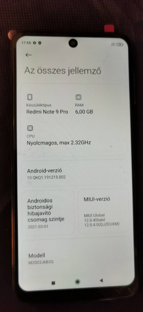 Xiaomi Note 9 Pro fuggetlen