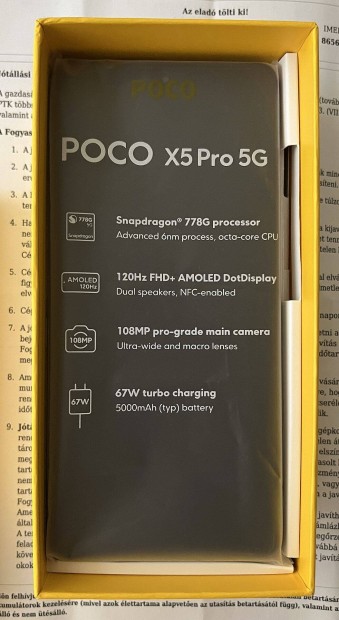 Xiaomi Poco X5 Pro patika llapot garancialevllel