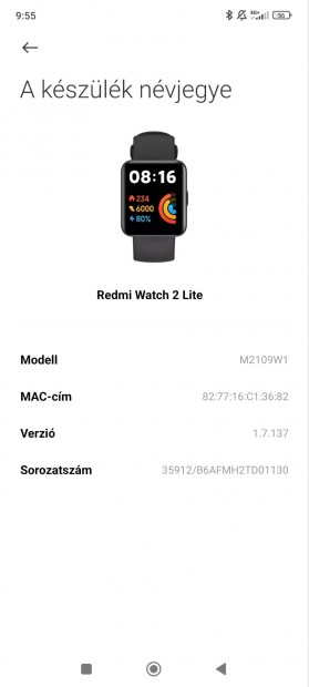 Xiaomi redmi watch 2 fekete sznben 