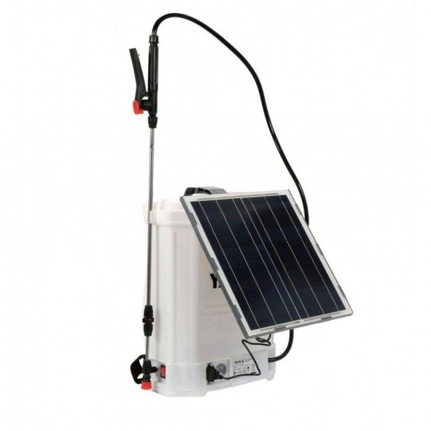 Yato Akkus és napelemes háti permetező szett 16 liter ( 12 V/ 8,0 Ah )