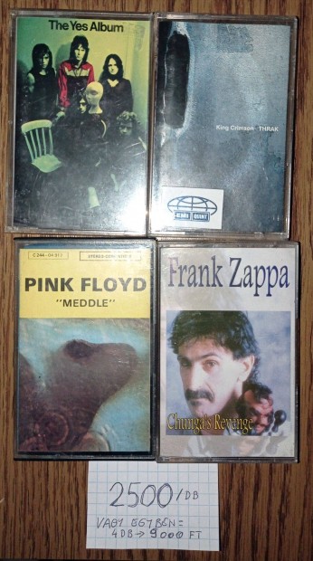 Yes; King Crimson; Pink Floyd; Frank Zappa kazettk (egyben olcsbb!)