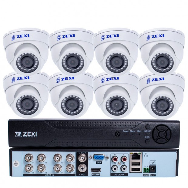 ZEXI 8 DOME kamers 5MP 2,8/6mm  AHD RENDSZER FEHR SZN