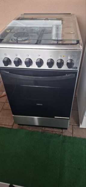 Zanussi inox kombi gáztűzhely elektromos légkeverős sütővel