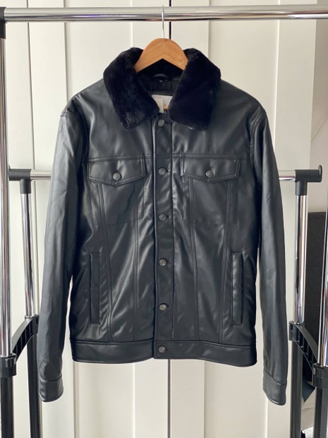 Zara Man trucker leather jacket