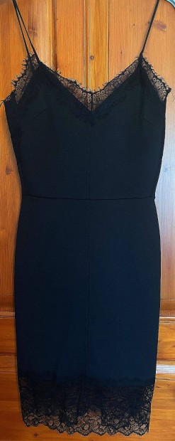 Zara W&B Coll. luxus spagettipntos fekete csipks ruha j! S