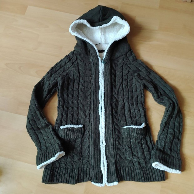 Zara knit csavartmints cipzros kapucnis ni kttt kardign S