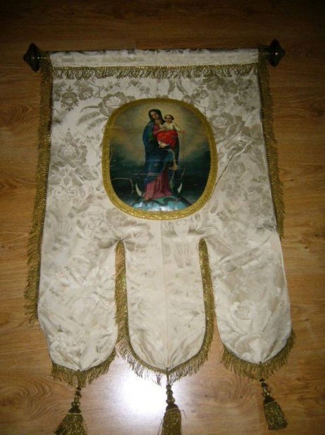 Z�szl�, r�gi, vall�sos, Sz�z M�ria , Kis J�zus, festm�ny, katolikus,